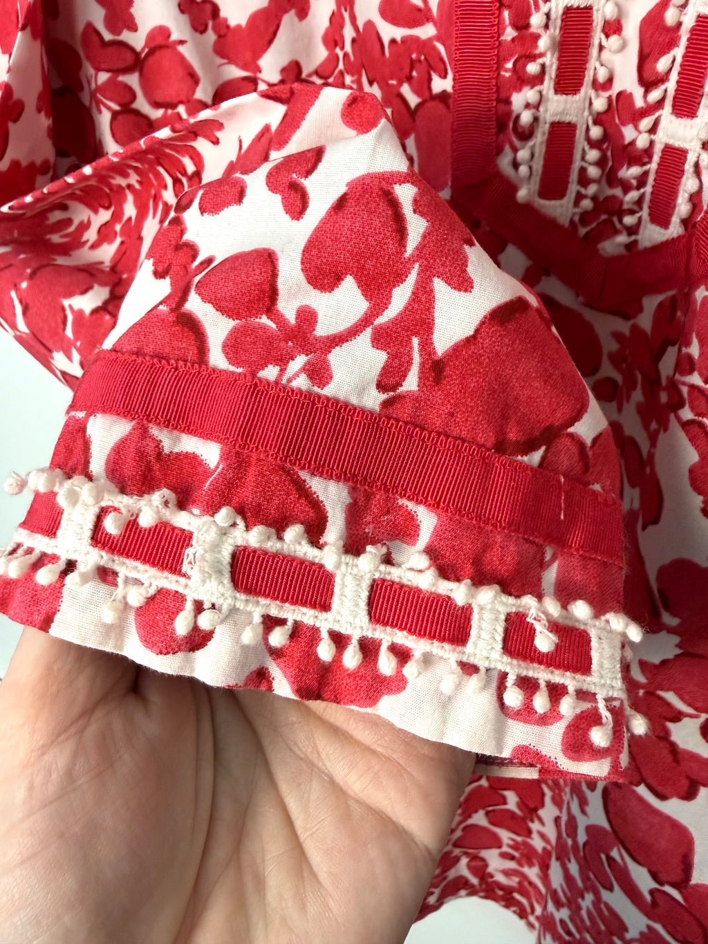 boho tunic blouse with ribbon trim detail on cuff