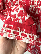 boho tunic blouse with ribbon trim detail on cuff