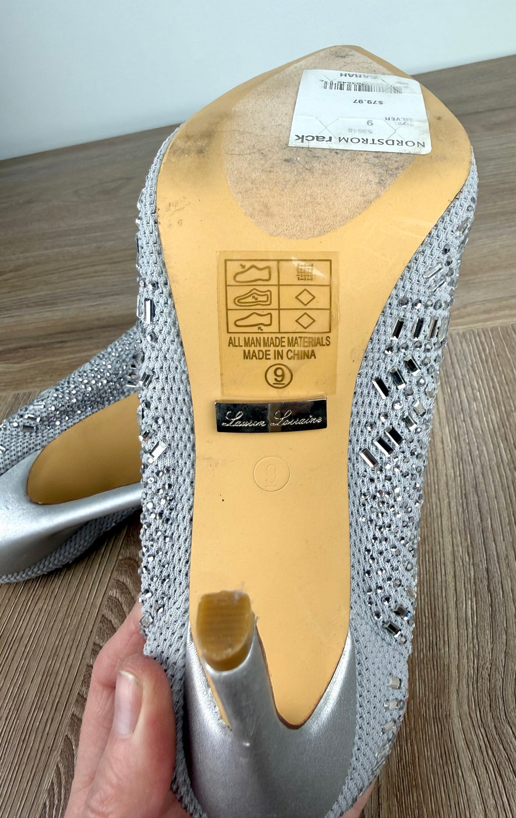 bottom of Rhinestone look angle boots | Glitter event boots