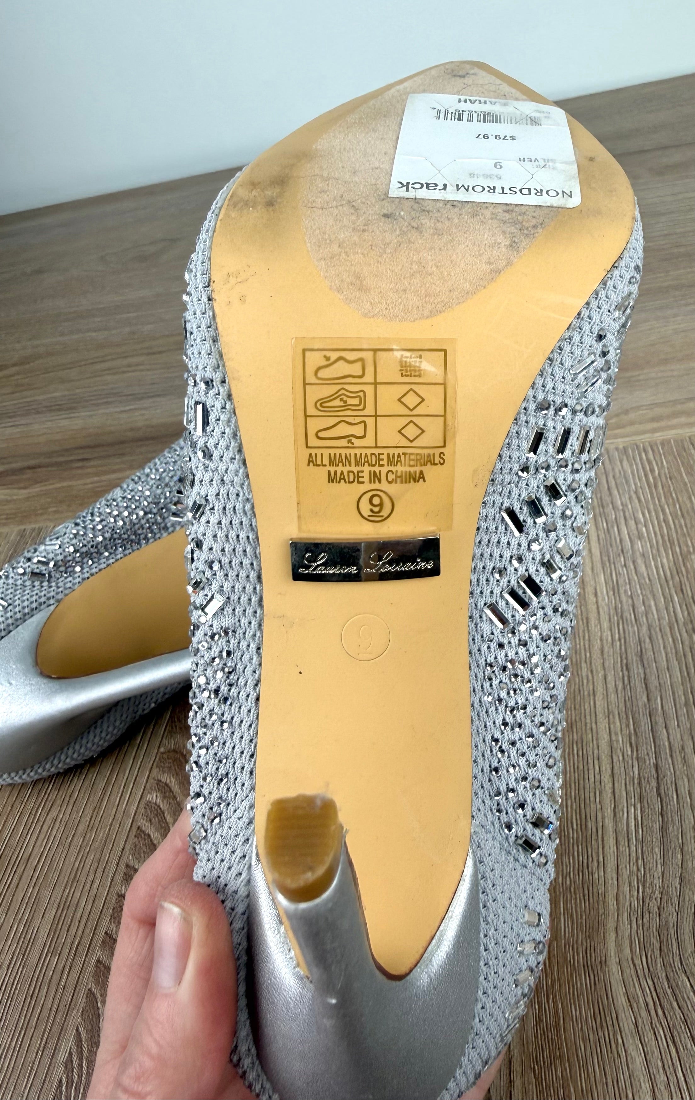 bottom of Rhinestone look angle boots | Glitter event boots