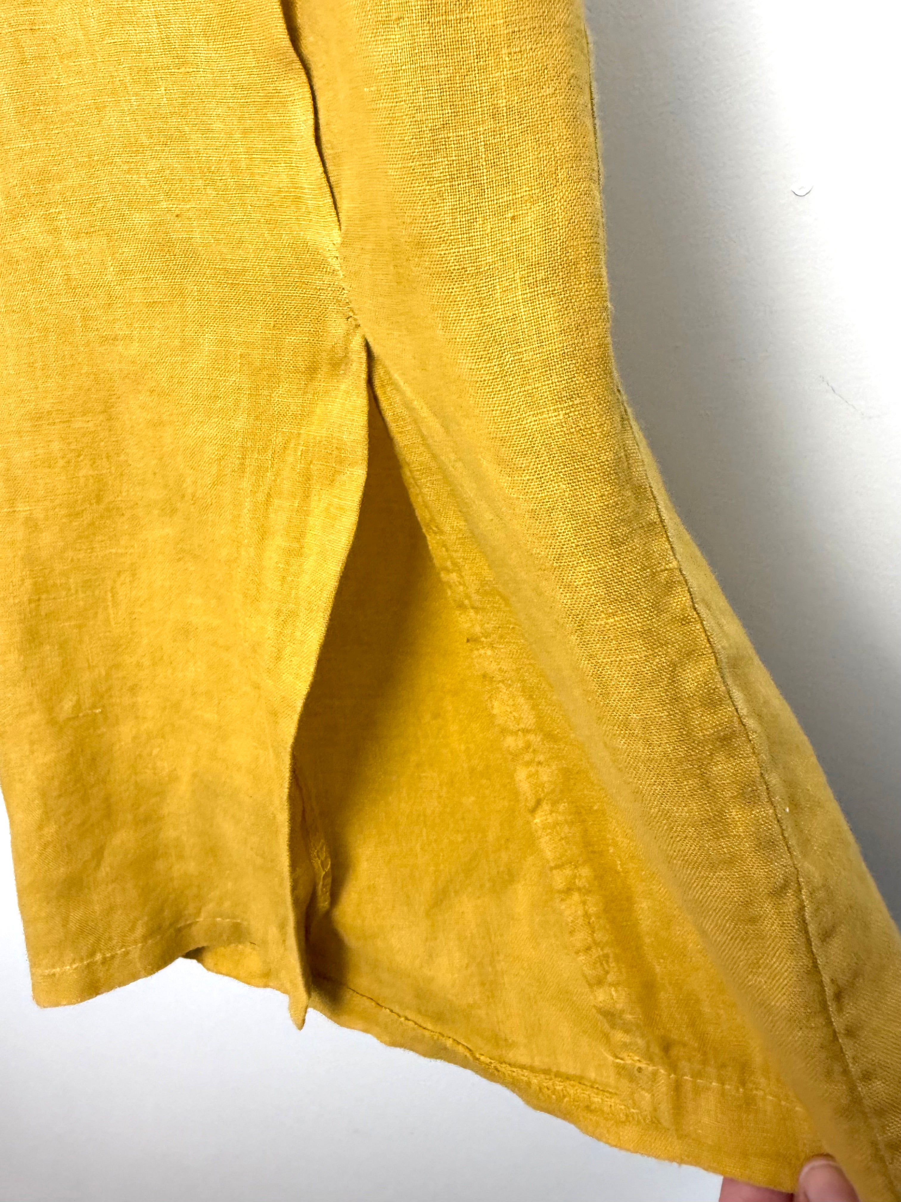 bottom of hem  detail on Made in Italy Alessia Santi Linen Wide Leg Pants 