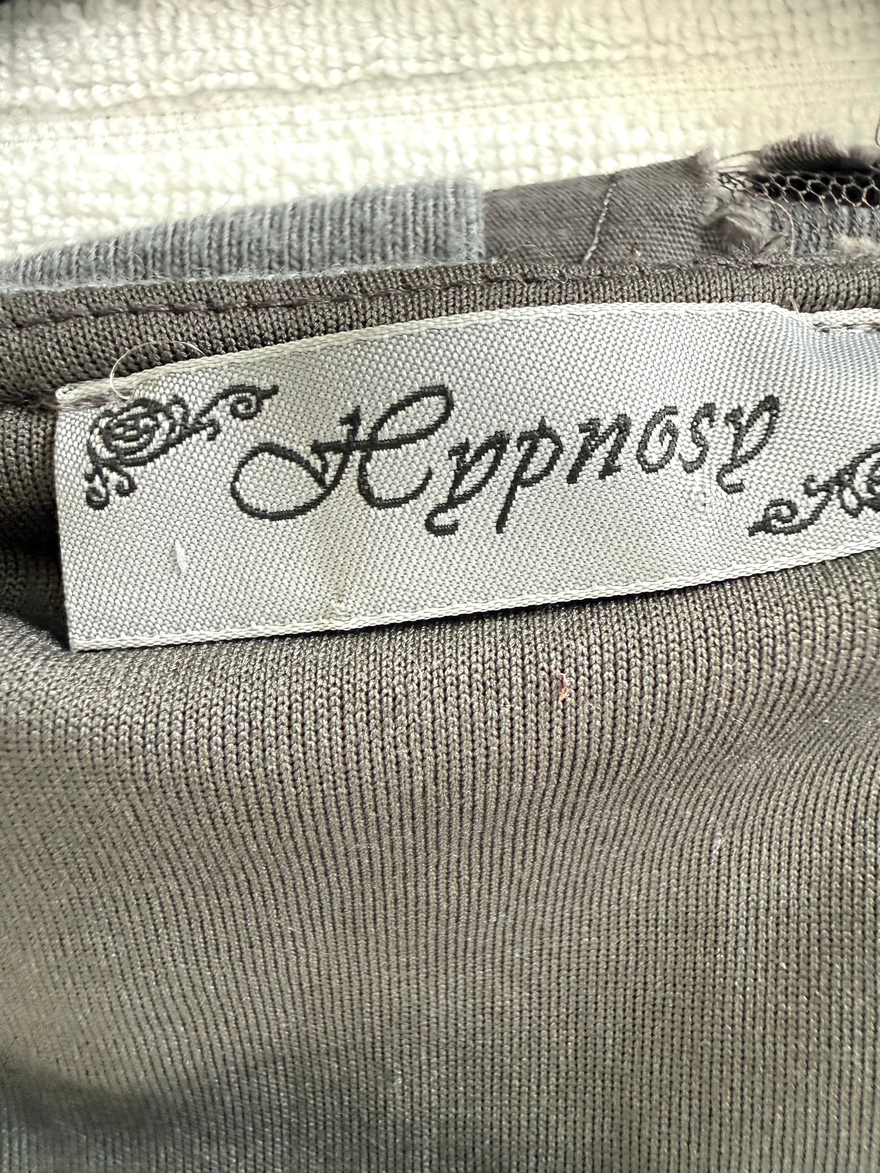 brand tag inside Hypnose Grey Mixed-Media Layered Cardigan | Size S/M 