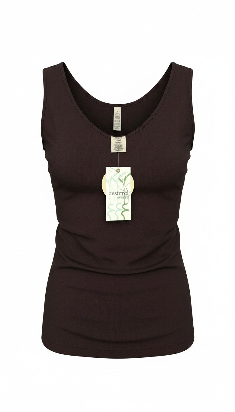 brown coloured Bamboo Tank top by C'est Moi at Blue Sparrow Shop 