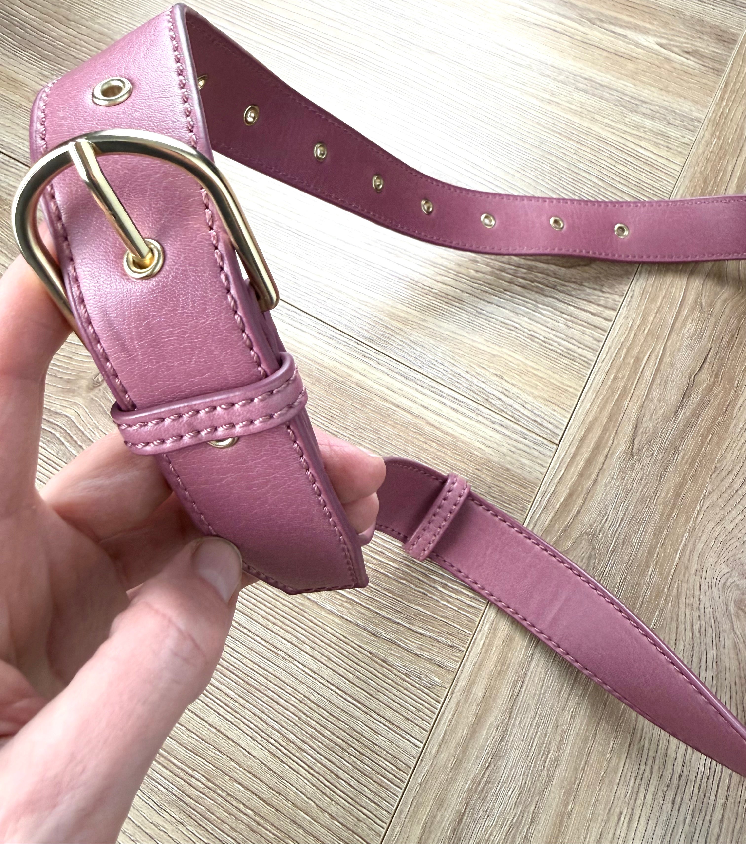 buckle on Matt & Nat Pink Belt Bag | Vegan Leather Crossbody Sling
