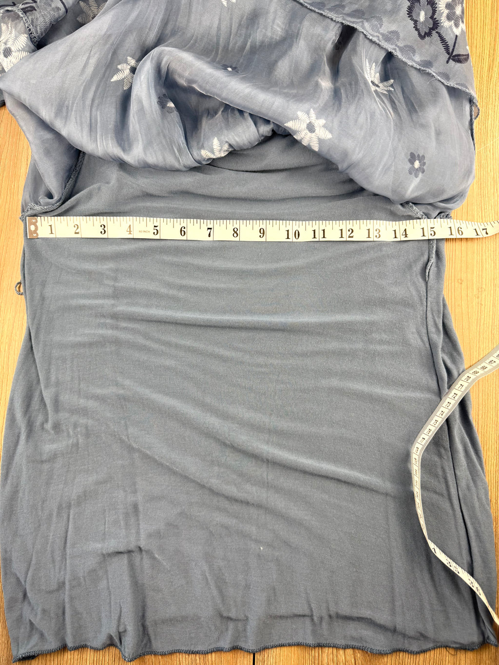 bust measurement about 30" stretchy like tshirt fabric inside silk blend embroidered sleeveless top by oasis - made in Italy 
