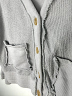 button detail on front of 100% Cotton Vintage Havana Cropped Cardigan | Size S at Blue Sparrow Shop 