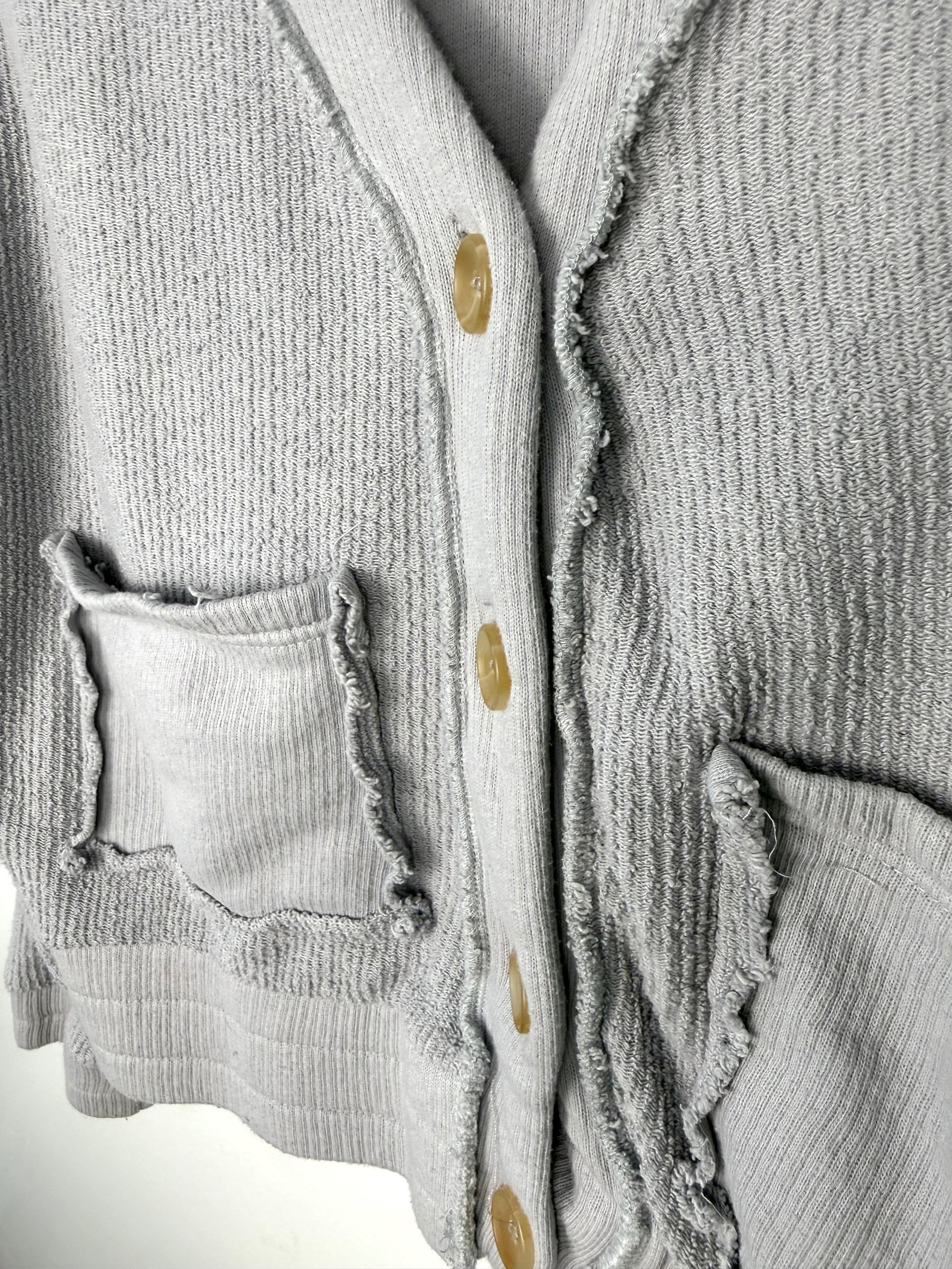 button detail on front of 100% Cotton Vintage Havana Cropped Cardigan | Size S at Blue Sparrow Shop 