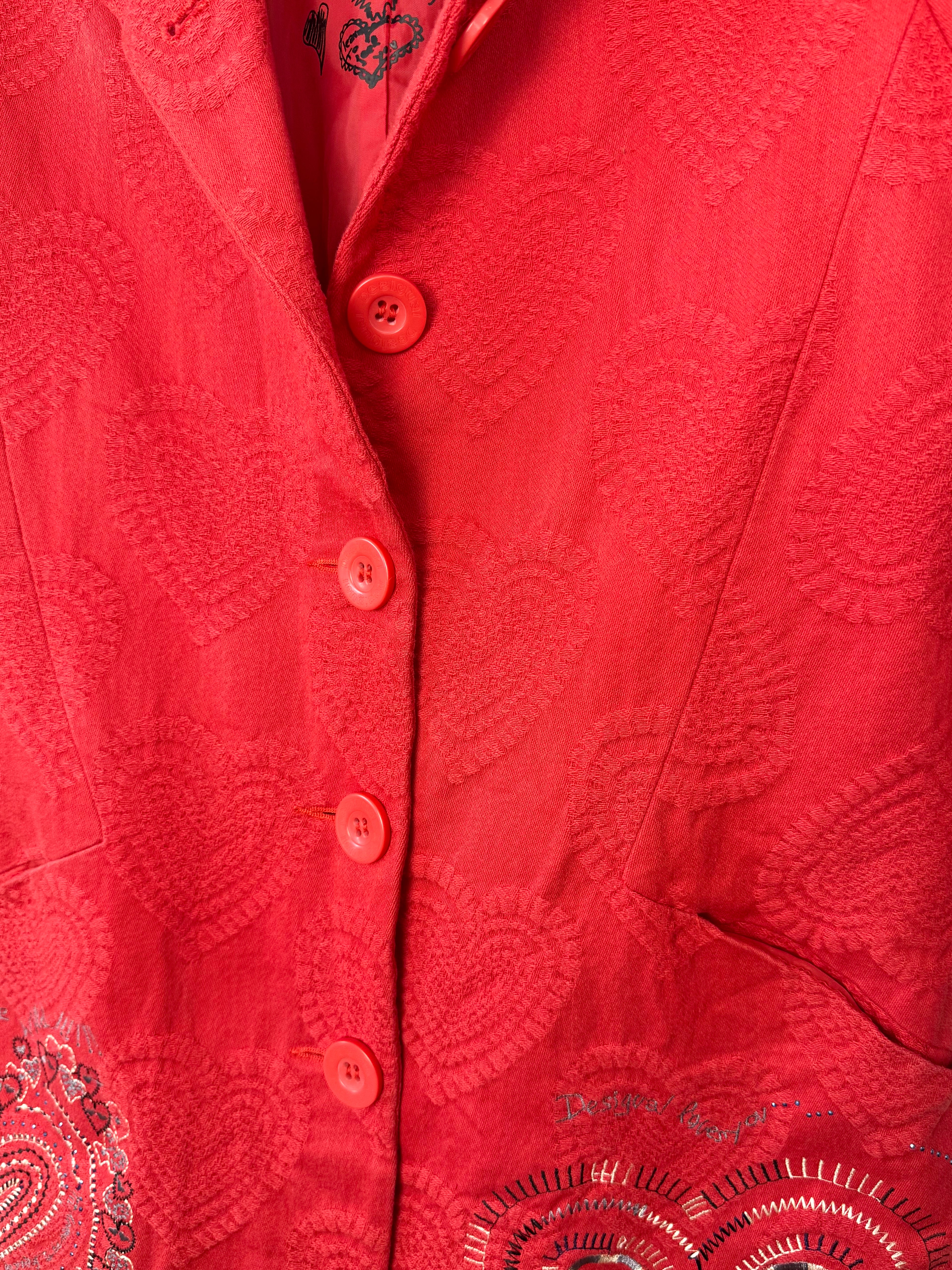 button front of Desigual Y2K red jacket 