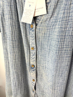 button front on 100% Cotton NWT Gauze Henley Top | Size 1X  at Blue Sparrow Shop