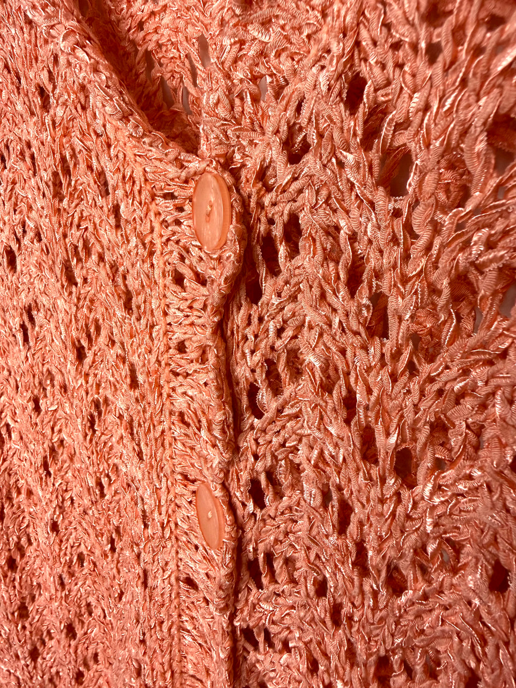 button detail on front of Vintage Crochet Hand Knit Cardigan