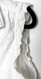 cap sleeve on Cotton White Eyelet Top | Size M at Blue Sparrow Shop