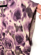 cap sleeve on Desie® Made in France — Purple Watercolour Floral Blouse | Size L  at Blue Sparrow Shop