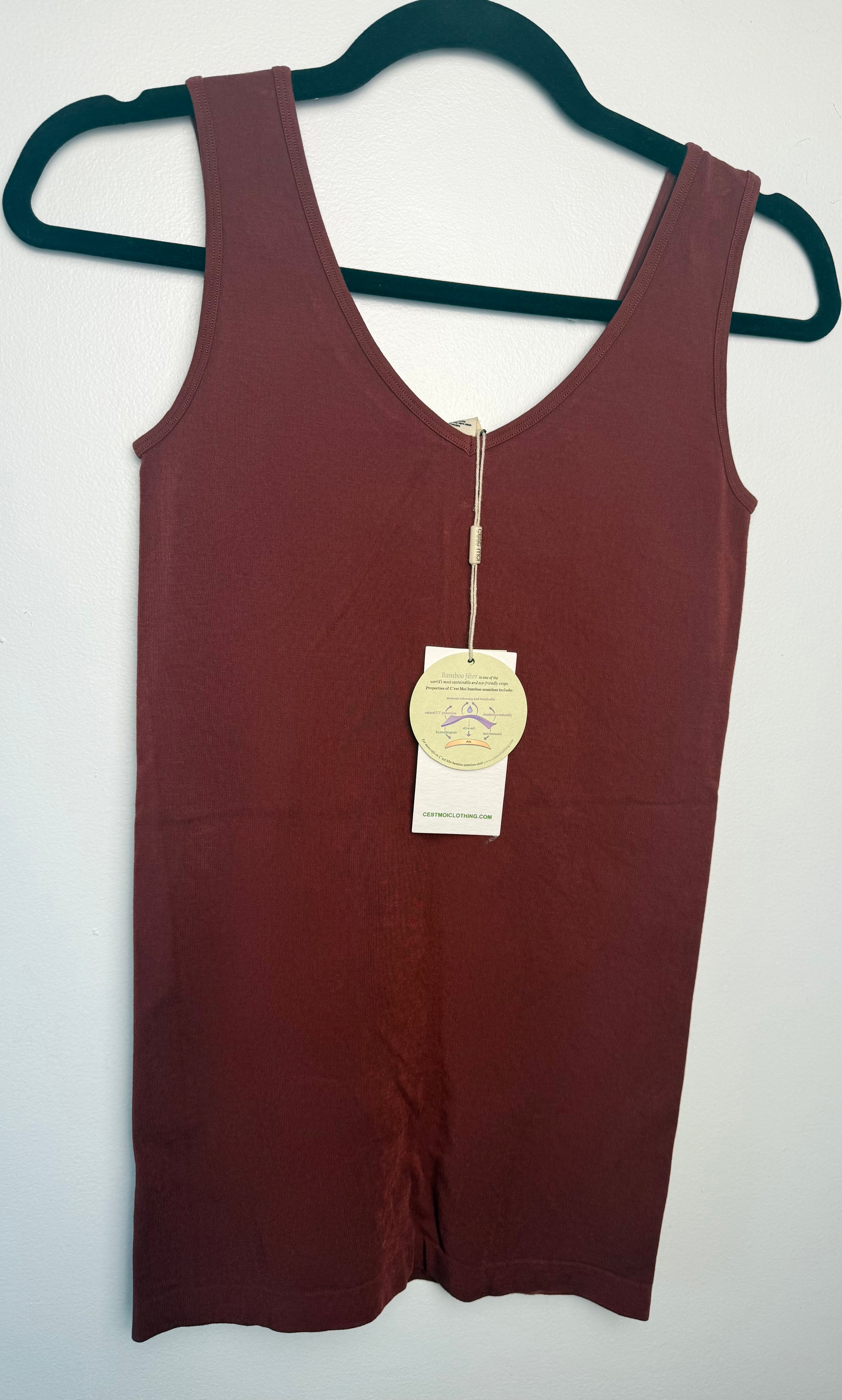 cayenne coloured Bamboo Tank top by C'est Moi at Blue Sparrow Shop  on hanger