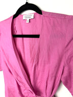 close up of bust and collar on 100% Linen Wrap Dress by & Other Stories Stockholm Atelier | Size S at Blue Sparrow Shop