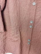 close up of button detail on front of Habitat Button-Front Tunic | Size L  at Blue Sparrow Shop
