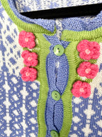 close up of collar detail on vintage looking Mislook Fair Isle Knit Cardigan 