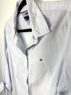 close up of collar on 100% Cotton Tommy Hilfiger Classic Button Front Shirt | Size M