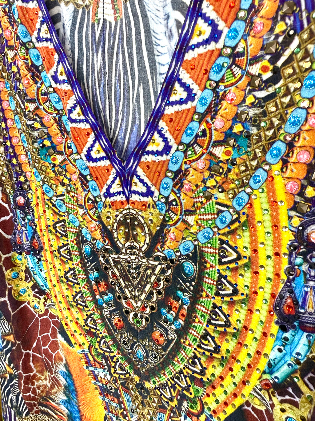close up of crystals on CAMILLA Australia 2015 Short Silk Kaftan 100% silk kaftan