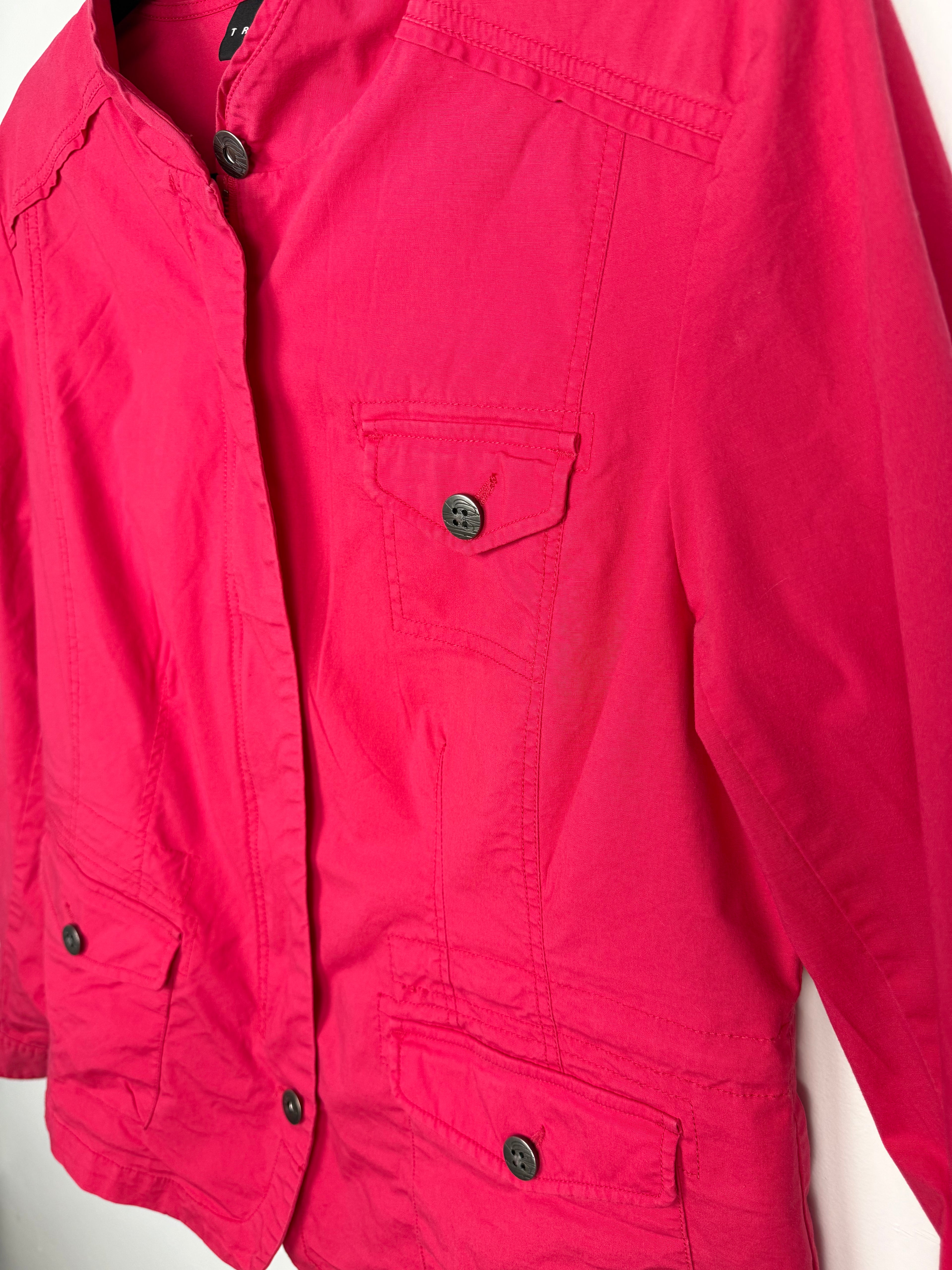 close up of front detail on Tribal brand 98% Cotton Utility Jacket | Size 12 at Blue Sparrow Shop