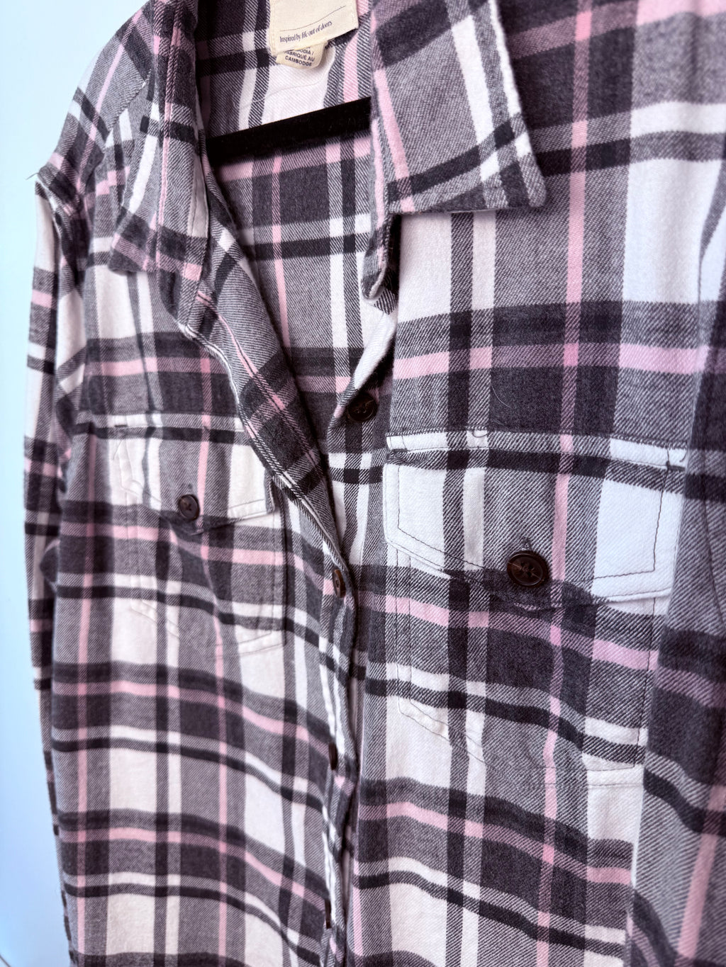 close up of front of 100%  Cotton Tilley Plaid Shirt | Size 2X