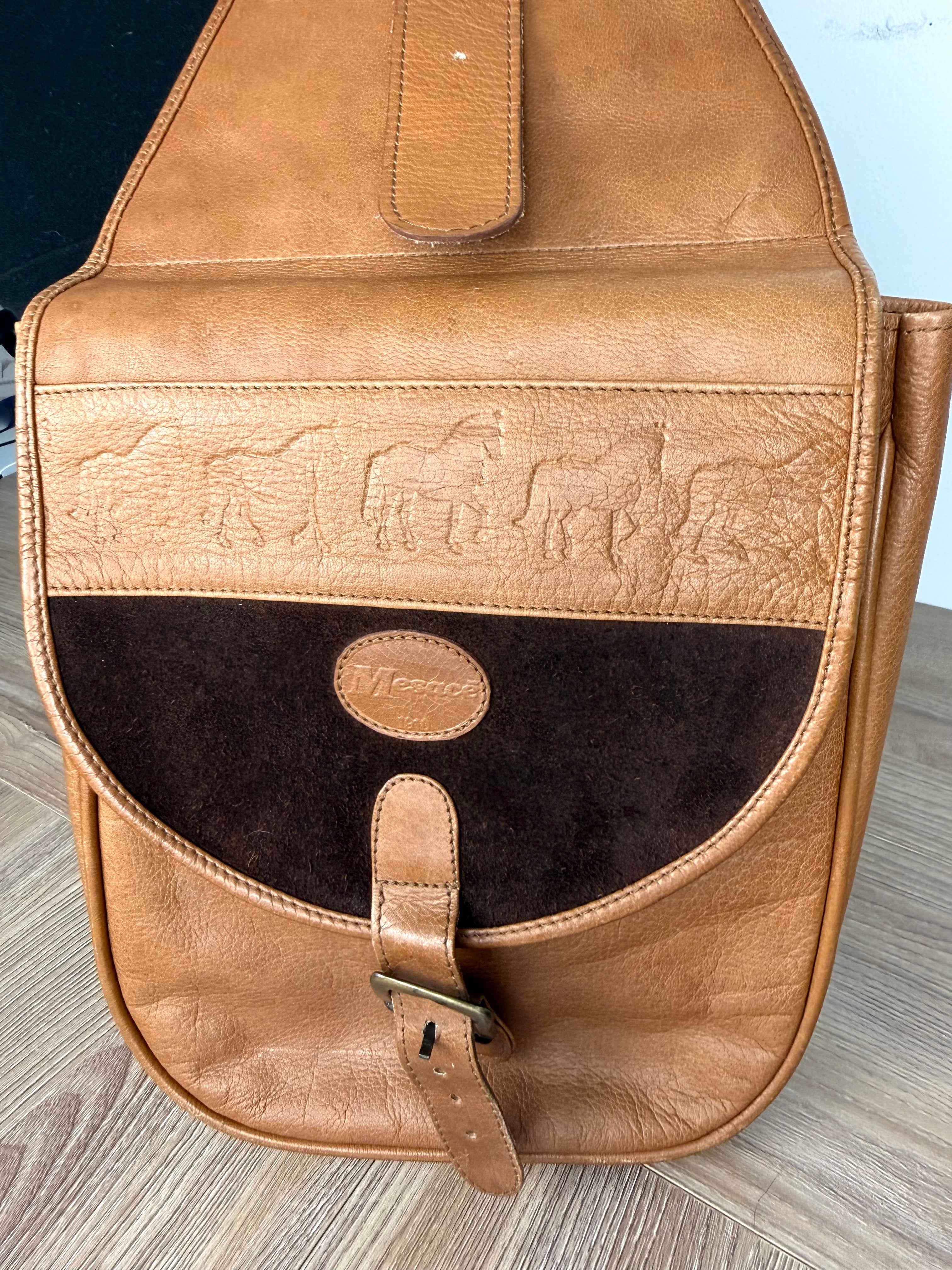 Mesace 1910 Cognac Leather Western Saddle Sling Bag 
