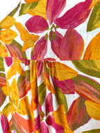 close up of gathered back on Linen Lyocell Blend Time and Tru Tropical Shirt | Size M at Blue Sparrow Shop