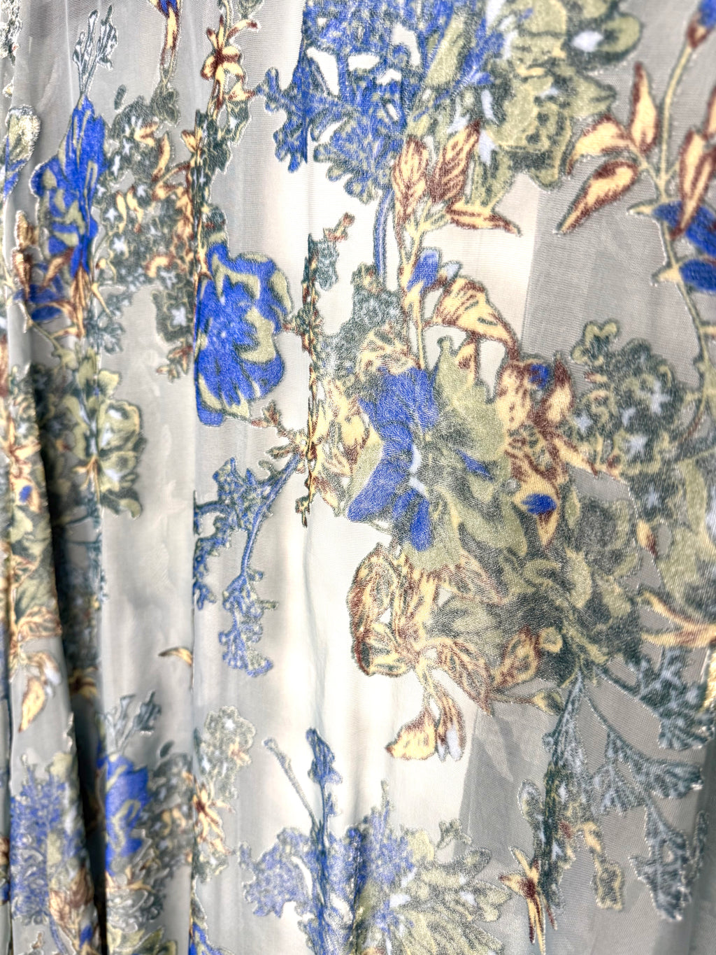 close up of pattern on Torrid Sheer Floral Burnout Kimono Duster | Plus Size at Blue Sparrow Shop