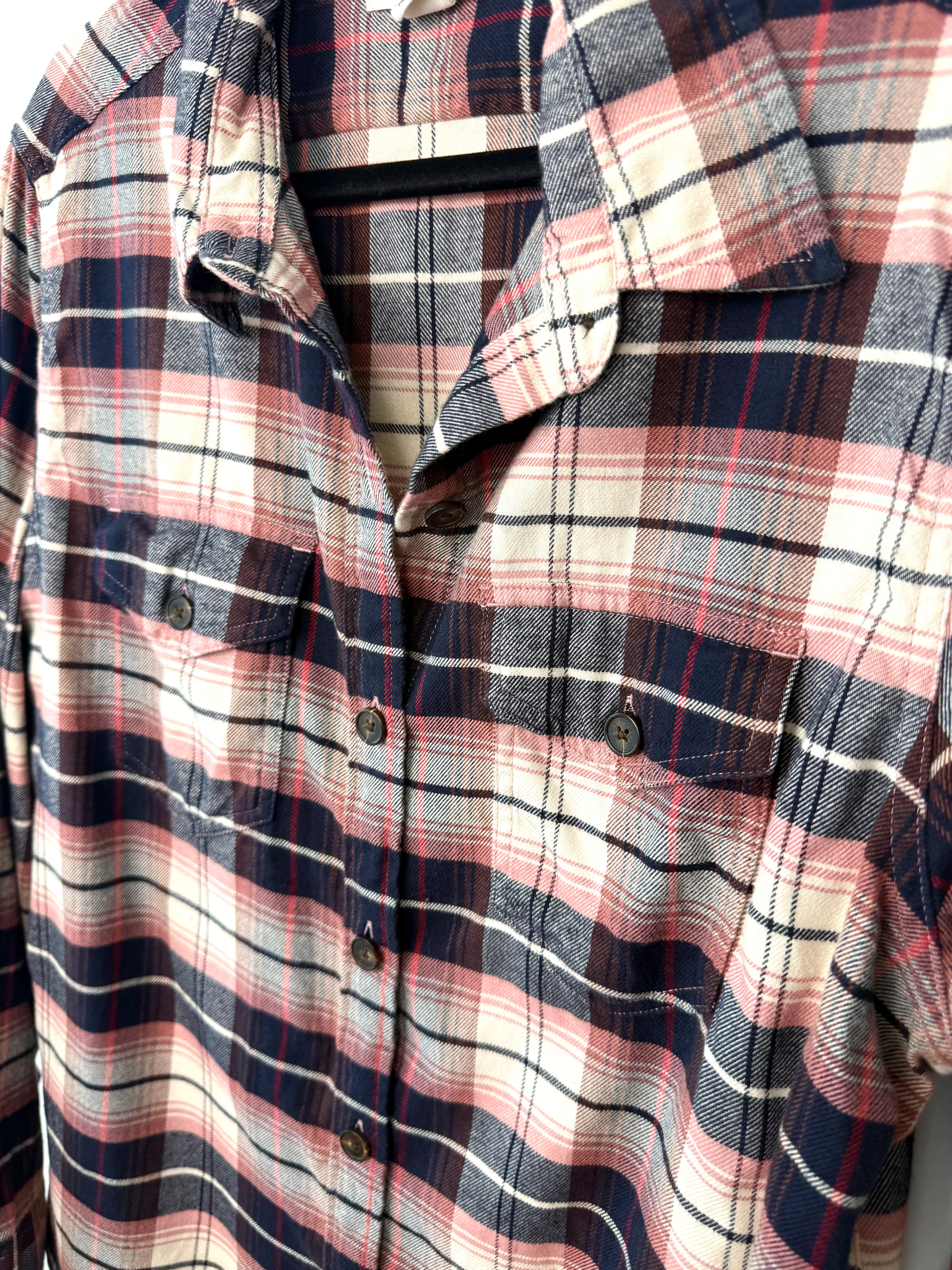 close up of pocket detail on 100% Organic Cotton Tilley Plaid Shirt | Size XL