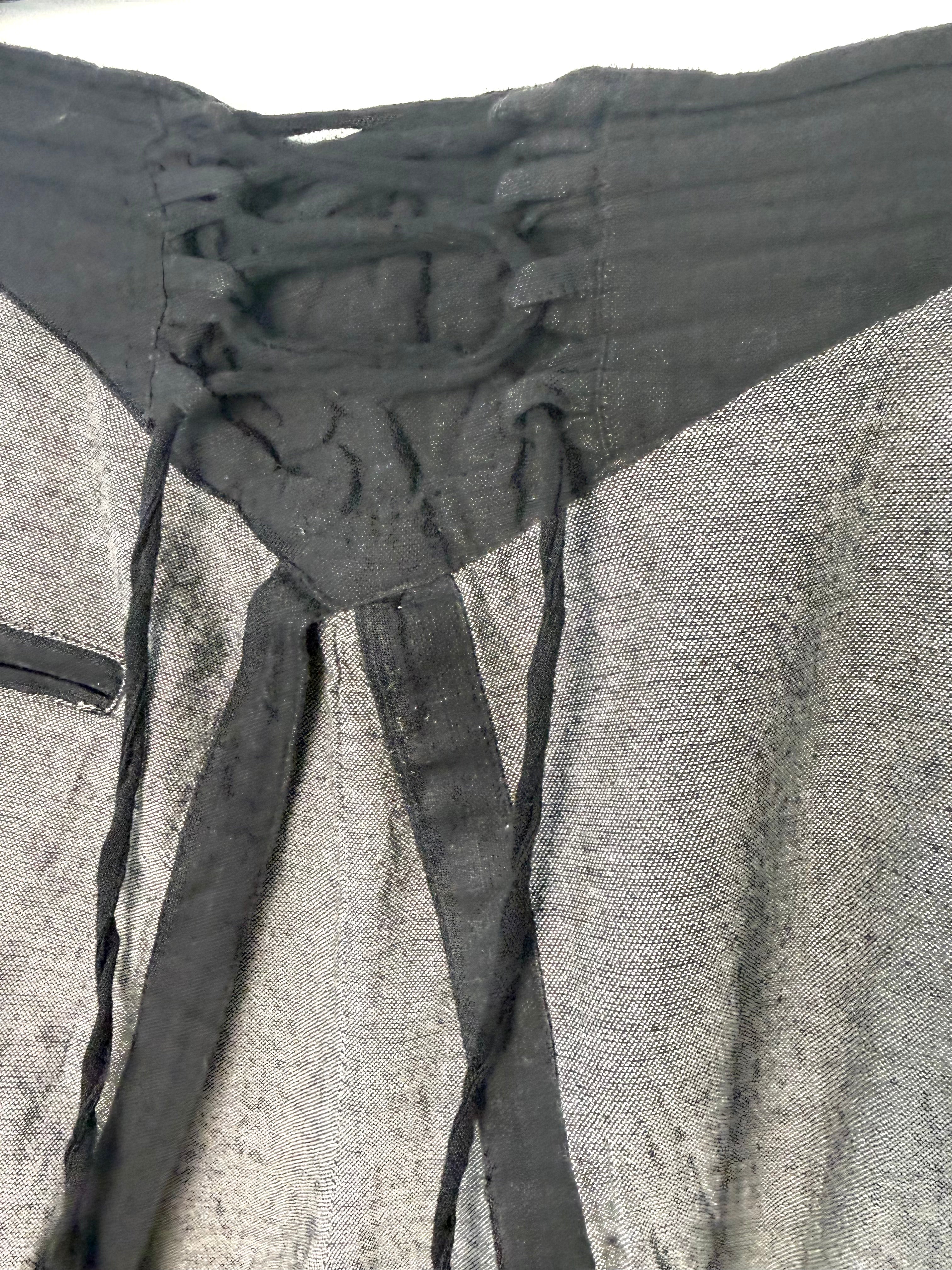 close up of tie waist on Pandora Beyond Fair Trade Wide Leg Wrap Pants 