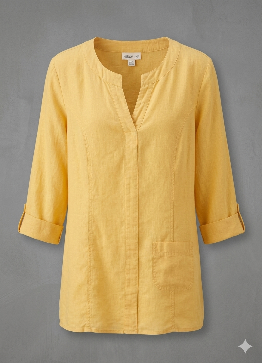 coldwater creek tunic 100% linen  on ghost mannequin