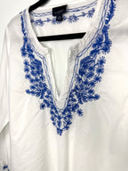 collar detail on 100% Cotton Witchery Embroidered Boho Blouse | Size 14  at Blue Sparrow Shop - Canadian Resale Reimagined