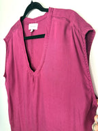 collar detail on 100% TENCEL Sleeveless V-Neck Top | Size L at Blue Sparrow Shop  