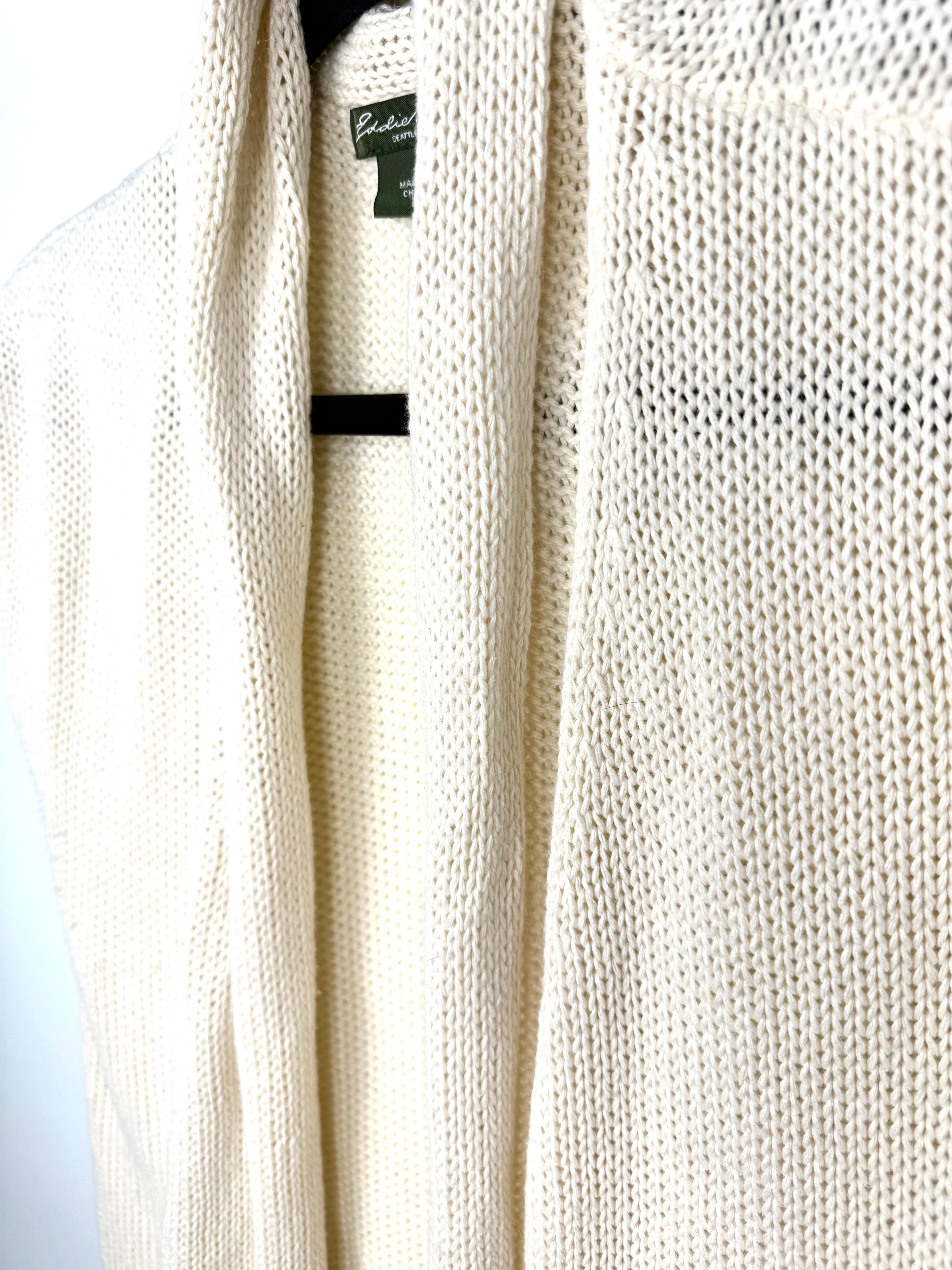 collar detail on Eddie Bauer Linen Cotton Knit Cardigan Vest 