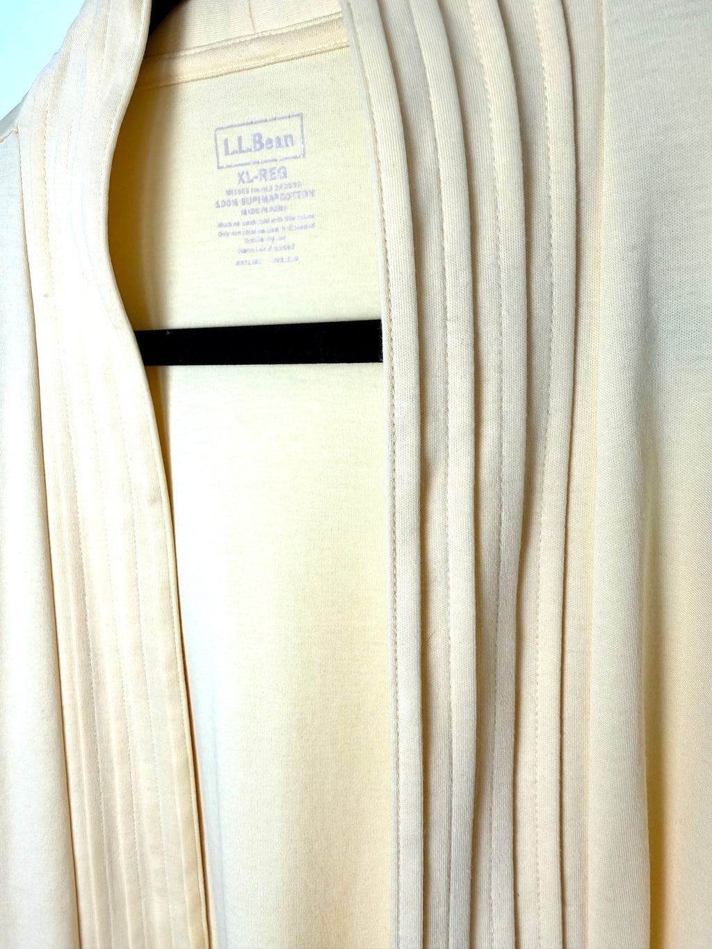 L.L. Bean Supima 100% Cotton Cardigan close up of collar/lapel detail 