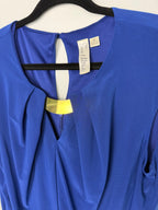 collar on Emma & Michele cobalt blue sleeveless draped pleated bodice jumpsuit at Blue Sparrow Shop
