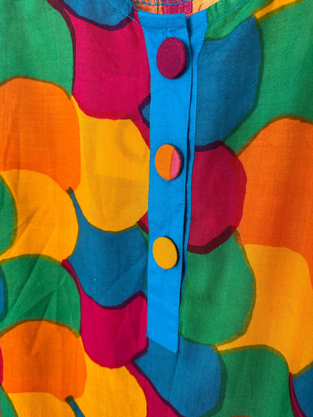 colourful abstract statement top or dress with covered buttons 2
