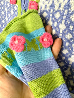 crochet flower detail on sleeve of vintage looking close up of collar detail on vintage looking Mislook Fair Isle Knit Cardigan 