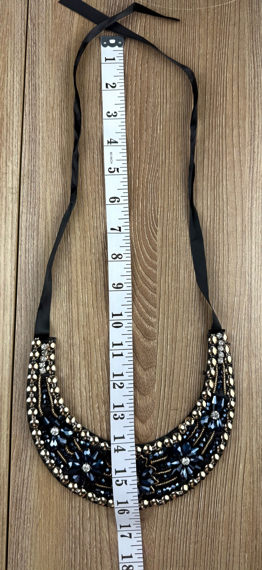 crystal floral statement collar necklace with rhinestone embellishments with measurements 