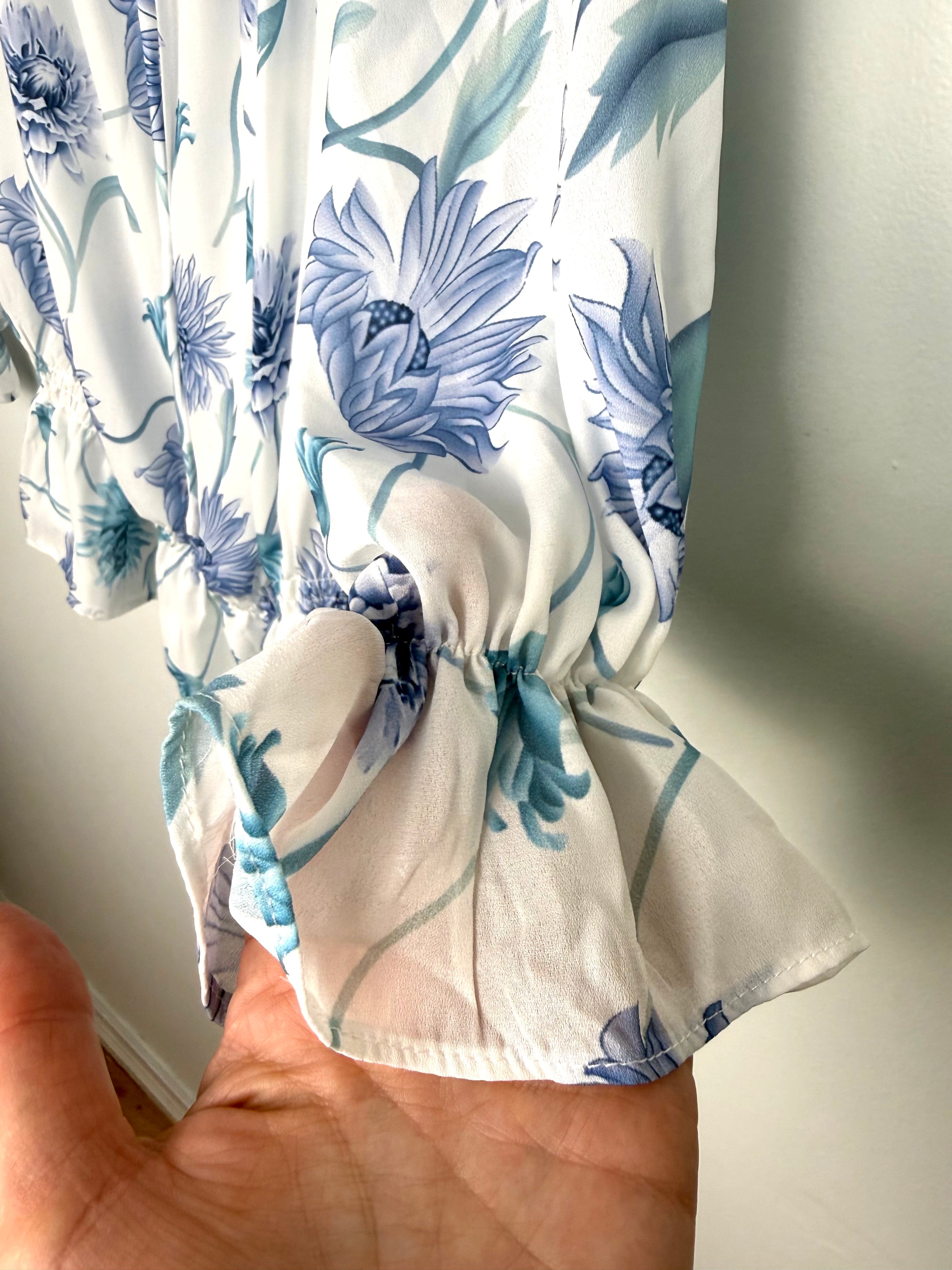 cuff detail on Cottagecore Ruffle Peasant Blouse | Size M at Blue Sparrow Shop
