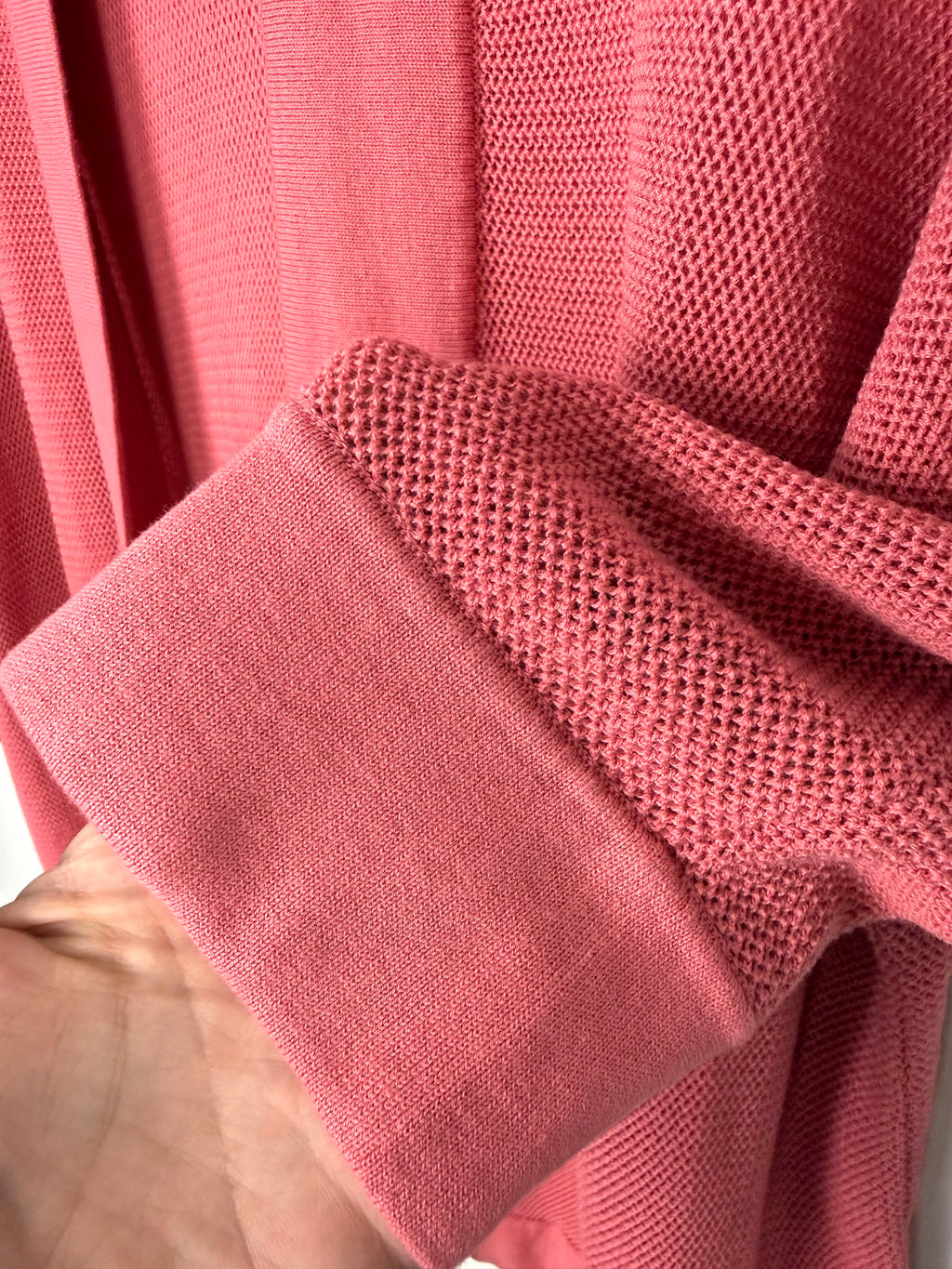 cuff detail on Olsen 100% Cotton Open Mesh Knit Cardigan at Blue Sparrow Shop