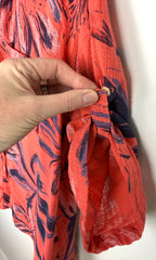 cuff detail on Via Vitale Made in Italy Linen Floral Blouse / overshirt at Blue Sparrow Shop