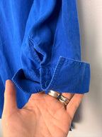 cuff on 100% Linen Cobalt Blue Button Front Shirt by Zara | Size S