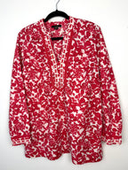 dalia red floral tunic blouse women xl
