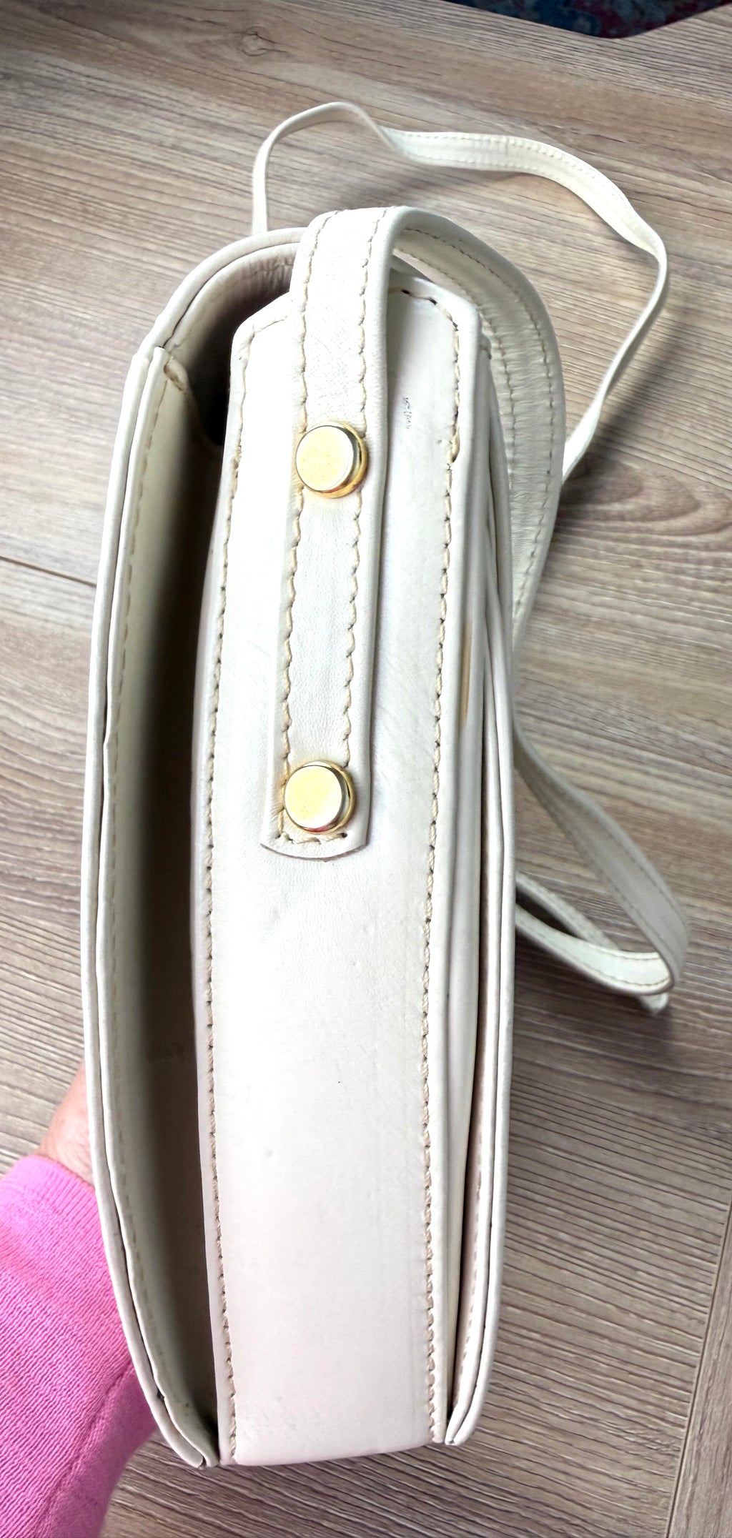 decor on side of Vintage Leather Joop Crossbody Bag  at Blue Sparrow Shop 