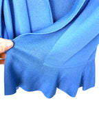 detail peplum waist of softly tailored cardigan in cornflower blue - classic look with an edge