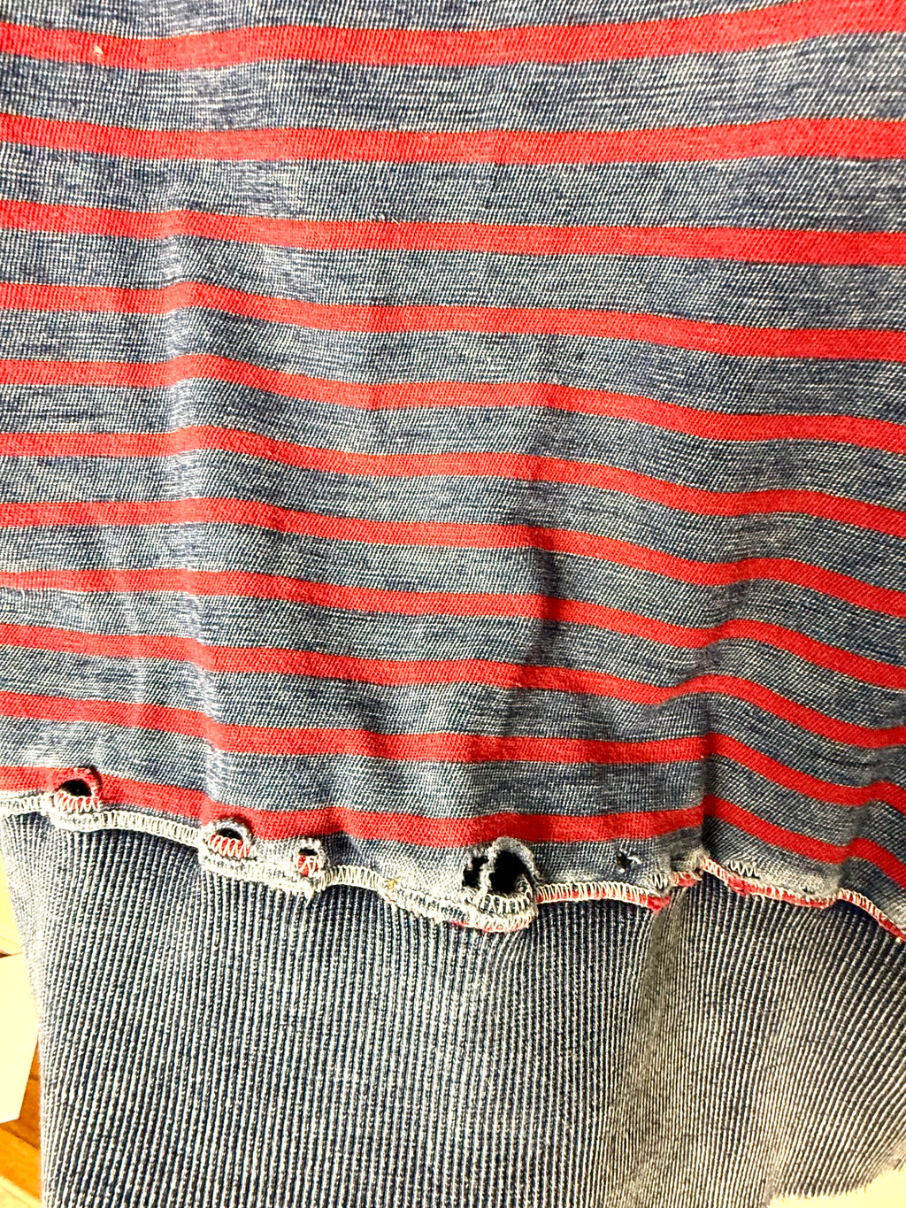 distressed hem on Michael Stars Intentionally Distressed Cotton Sweatshirt