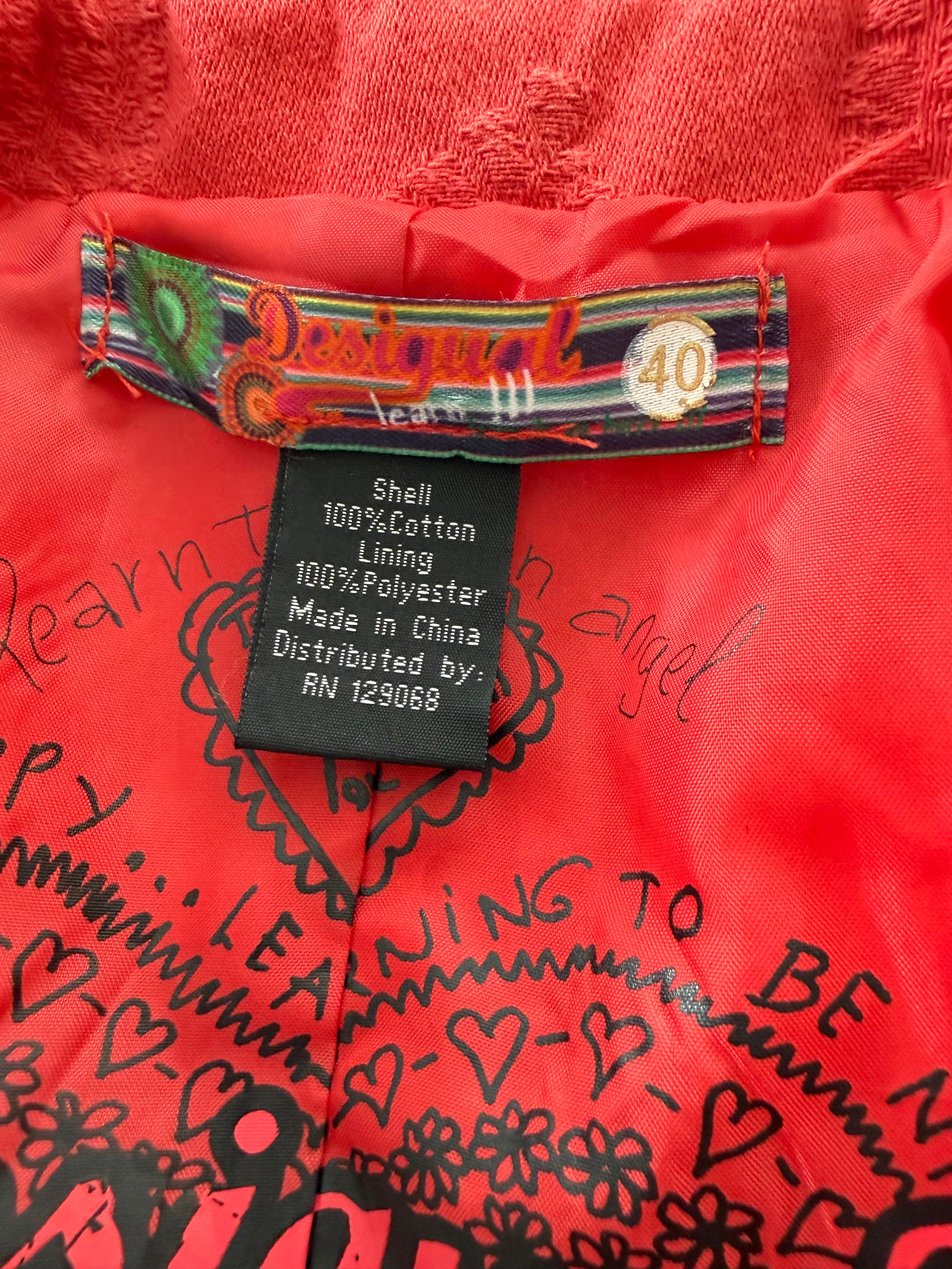 fabric tag Desigual lined jacket size 40