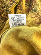 fabric tag inside 100% Cotton Artisan Embroidered Sequin Tunic — Washed Mustard Gold | Boho Festival Top | Est. Small at Blue Sparrow Shop