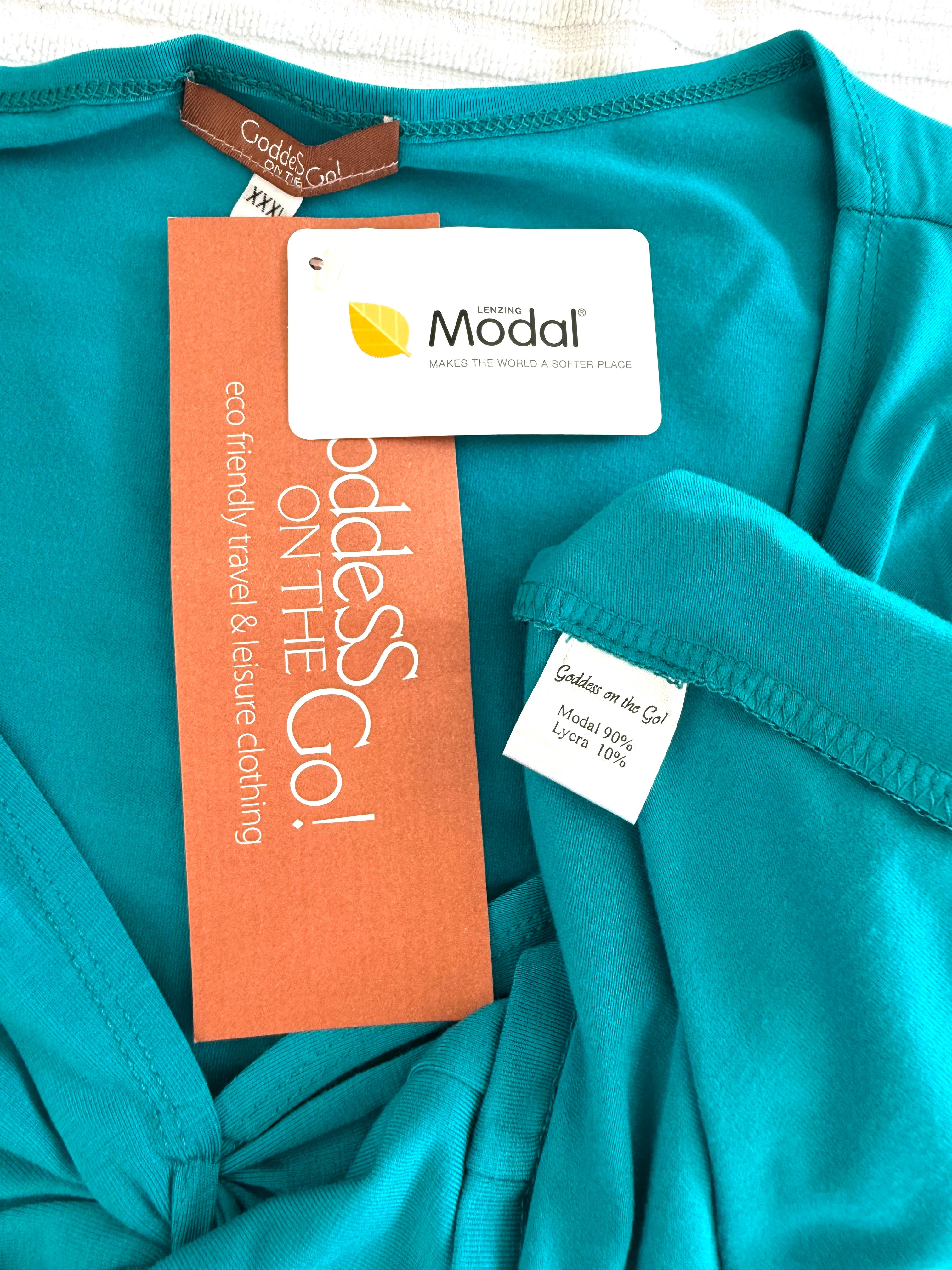 fabric tags on NWT 90% Modal Goddess on the Go Modal Top | Size XXXL at Blue Sparrow Shop