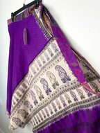 flow of 100% Silk Wrap Skirt | NWT Reversible Sari Skirt | Handmade in India at Blue Sparrow Shop on hanger